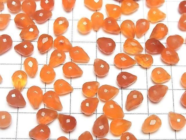 [Video]High Quality Carnelian AAA Half Drilled Hole Faceted Drop 8x6mm 3pcs