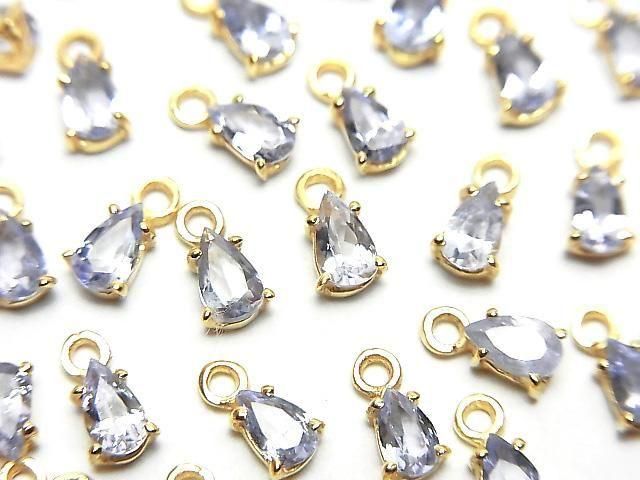 [Video] High Quality Tanzanite AAA- Bezel Setting Pear shape Faceted 5x3.5mm 18KGP 1pc
