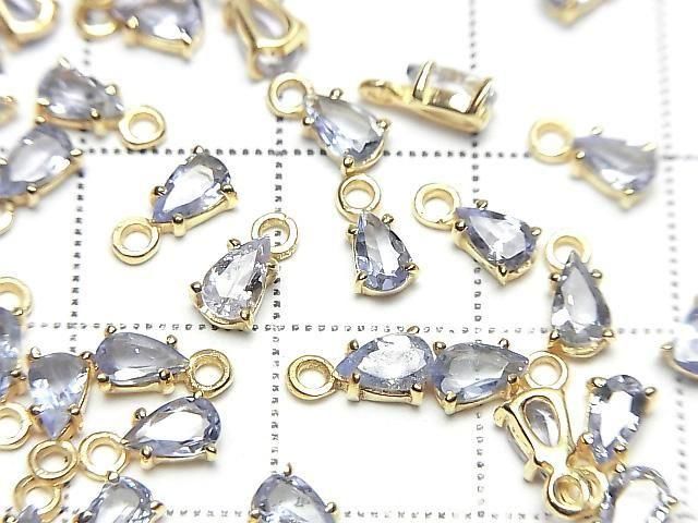 [Video] High Quality Tanzanite AAA- Bezel Setting Pear shape Faceted 5x3.5mm 18KGP 1pc