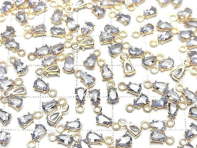 [Video] High Quality Tanzanite AAA- Bezel Setting Pear shape Faceted 5x3.5mm 18KGP 1pc