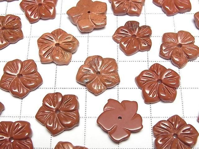 [Video] Red Jasper Flower 14mm Center Hole 2pcs