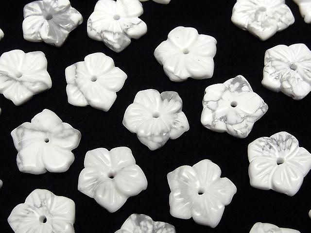[Video] Howlite Magnesite Flower 14mm Center Hole 2pcs