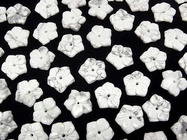 [Video] Howlite Magnesite Flower 14mm Center Hole 2pcs