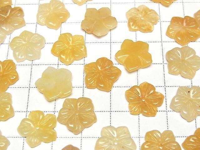 [Video] Yellow Calcite Flower 14mm Center Hole 2pcs