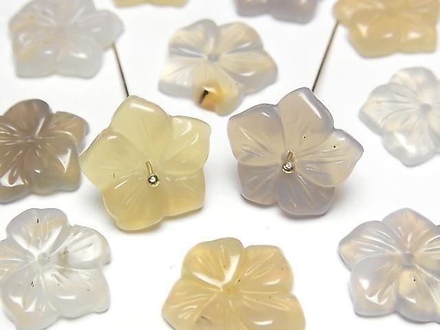 [Video] Gray Onyx Flower 14mm Center Hole 2pcs
