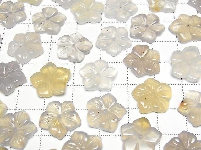 [Video] Gray Onyx Flower 14mm Center Hole 2pcs