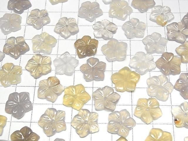 [Video] Gray Onyx Flower 14mm Center Hole 2pcs