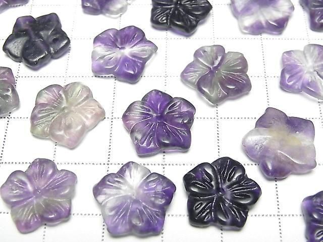 [Video] Purple Fluorite Flower 14mm Top Hole 2pcs