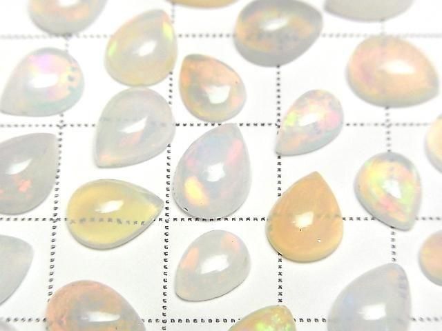 [Video] High Quality Ethiopian Opal AAA-Pear Shape Cabochon Mix Size 5pcs
