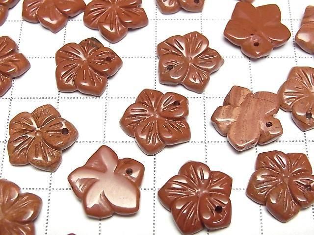 [Video] Red Jasper Flower 14mm Top Hole 2pcs