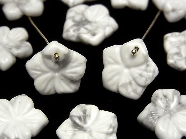 [Video] Howlite Magnesite Flower 14mm Top Hole 2pcs
