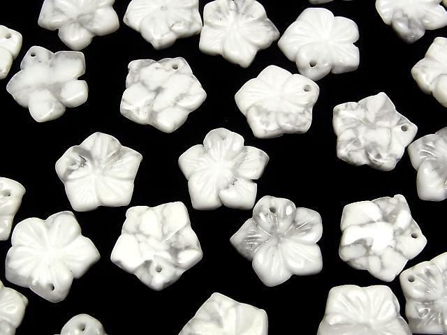 [Video] Howlite Magnesite Flower 14mm Top Hole 2pcs