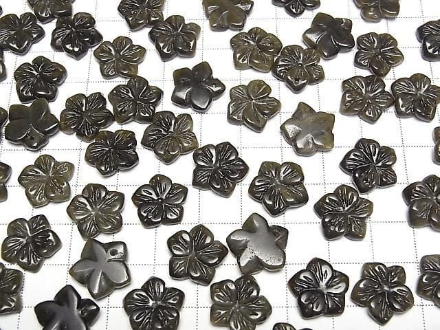 [Video] Golden Obsidian Flower 14mm Top Hole 2pcs