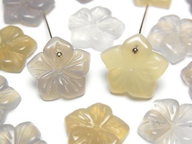 [Video] Gray Onyx Flower 14mm Top Hole 2pcs