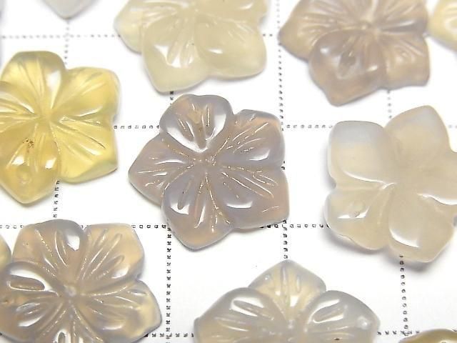 [Video] Gray Onyx Flower 14mm Top Hole 2pcs