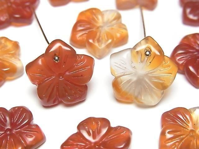 [Video] Carnelian Flower 14mm Top Hole 2pcs