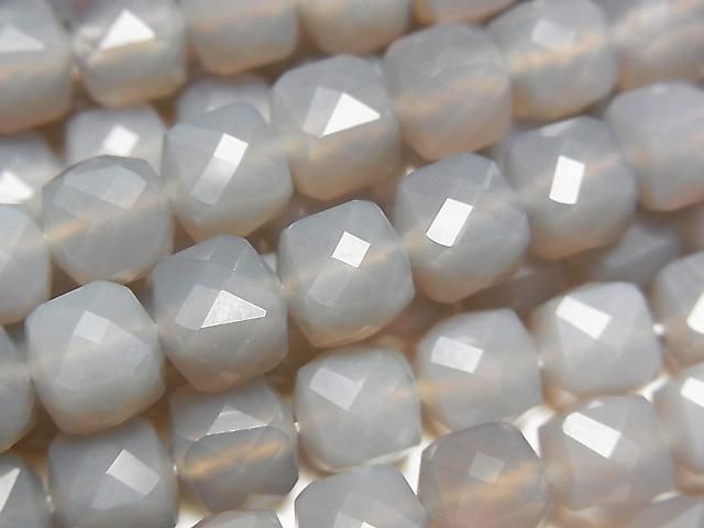 [Video] High Quality! Gray Onyx Cube Shape 7x7x7mm Half or 1strand beads (approx. 15 inches/36 cm)