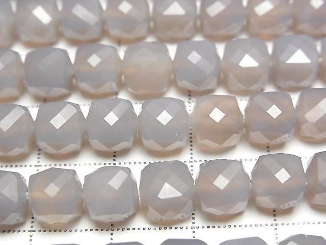 [Video] High Quality! Gray Onyx Cube Shape 7x7x7mm Half or 1strand beads (approx. 15 inches/36 cm)