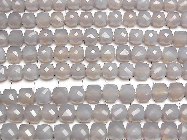 [Video] High Quality! Gray Onyx Cube Shape 7x7x7mm Half or 1strand beads (approx. 15 inches/36 cm)