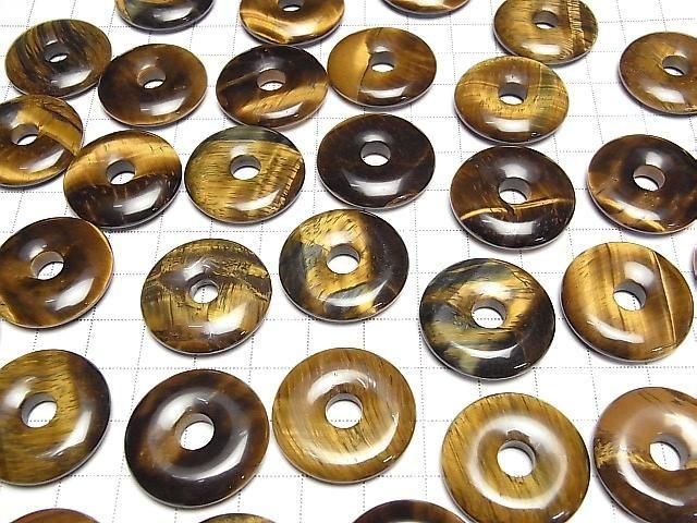 [Video] Yellow Tiger's Eye AA+ Coin (Donut Shape) 25x25mm 3pcs