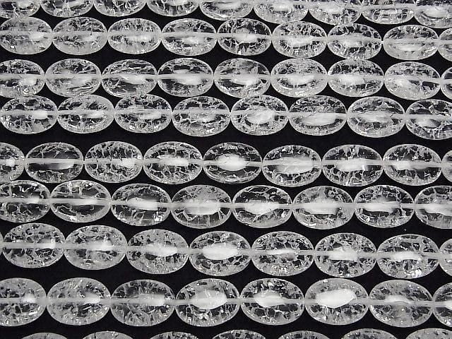 [Video] Cracked Crystal Oval 18x13mm half or 1strand beads (approx. 14 inches/34 cm)