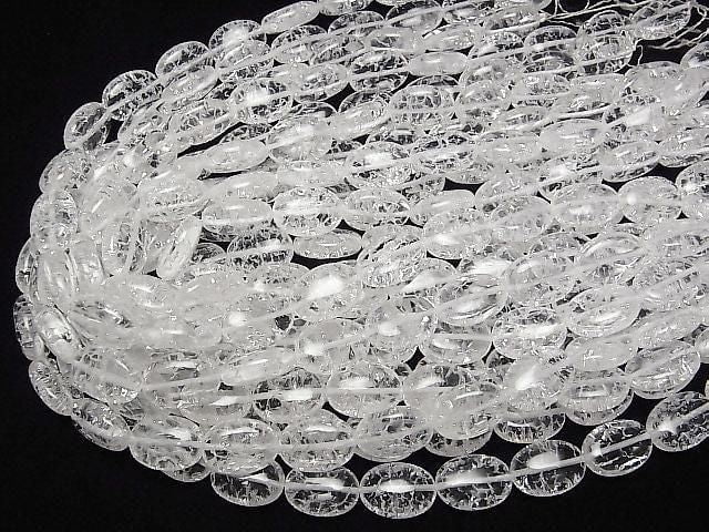 [Video] Cracked Crystal Oval 18x13mm half or 1strand beads (approx. 14 inches/34 cm)