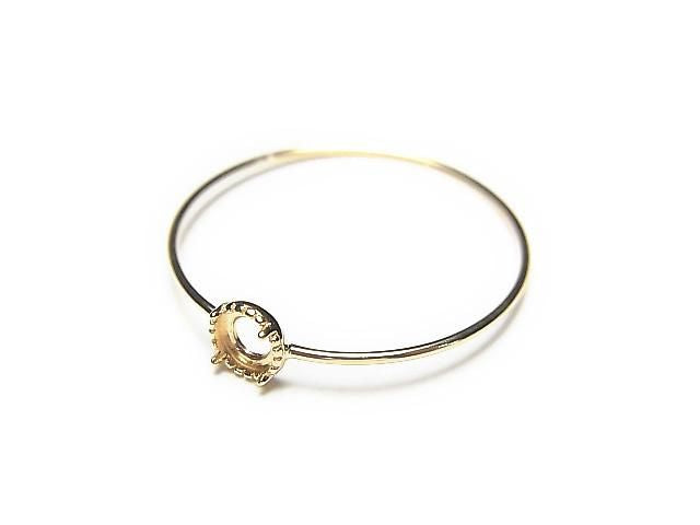 [Japon][Or jaune 10 carats] Monture de bague (sertissage à griffes) Cabochon rond 3mm, Milgrain 1pc