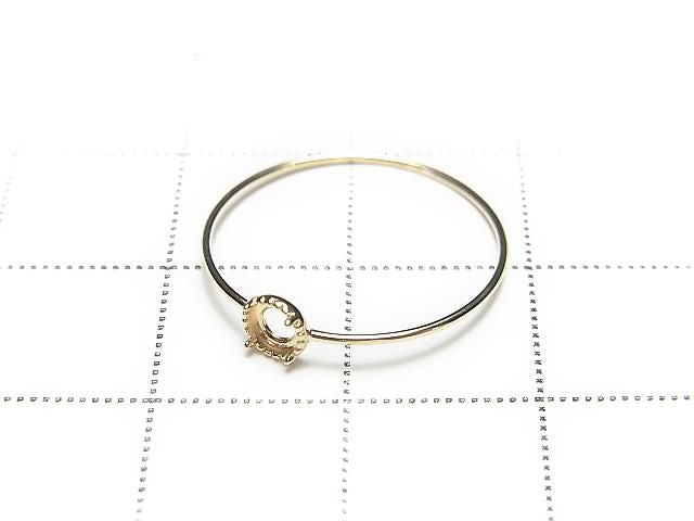 [Japon][Or jaune 10 carats] Monture de bague (sertissage à griffes) Cabochon rond 3mm, Milgrain 1pc