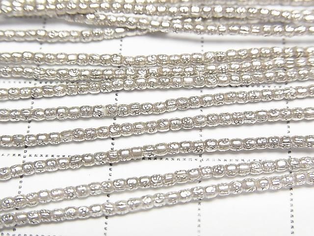 Karen Silver Patterned Rondelle Beads 1.5x1.5x1.5mm 1/4 or 1-strand beads (approx. 27 inches/68 cm)