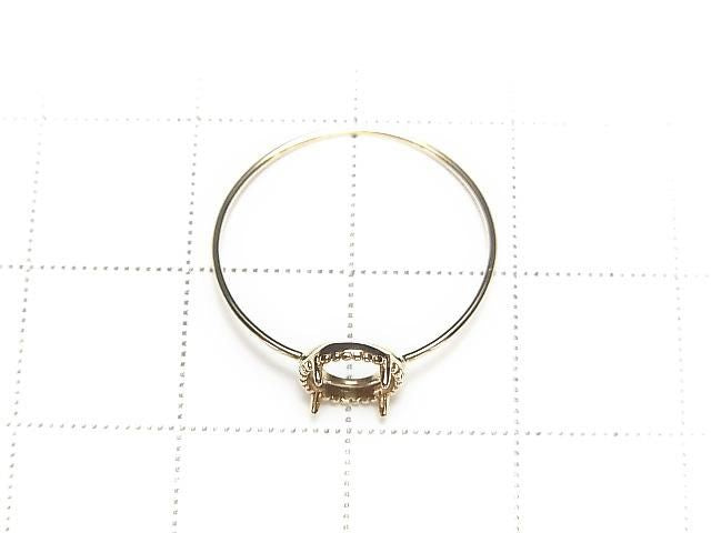 [K10 Yellow Gold] Ring Frame (Prong Setting) Round Cabochon 5mm Milgrain Finish 1pc [Japan]