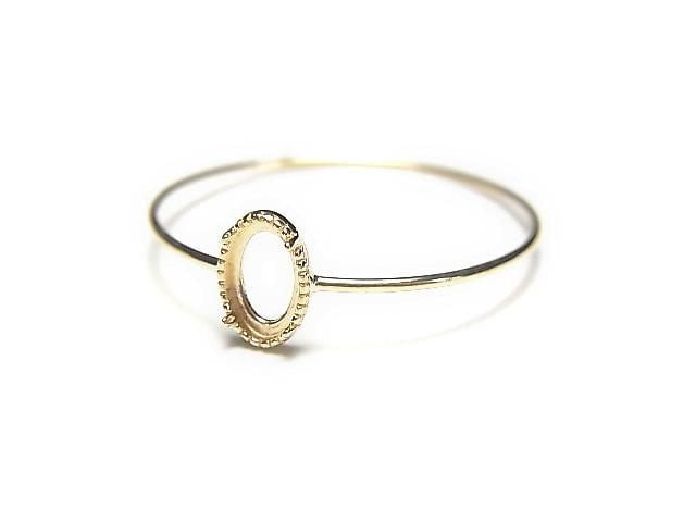 [Video][Japan][K10 Yellow Gold] Ring Frame (Prong Setting) for Oval Cabochon 5x3mm, Milgrain 1pc