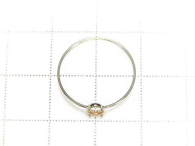 [Video][Japan][K10 Yellow Gold] Ring Frame (Prong Setting) for Oval Cabochon 5x3mm, Milgrain 1pc