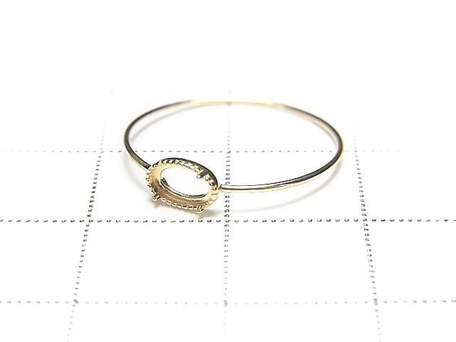 [Video][Japan][K10 Yellow Gold] Ring Frame (Prong Setting) for Horizontal Oval Cabochon 5x3mm, Milgrain, 1pc