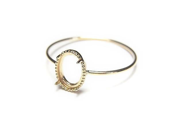 [Video][Japan][K10 Yellow Gold] Ring Frame (Prong Setting) Oval Cabochon 7x5mm Milgrain 1pc