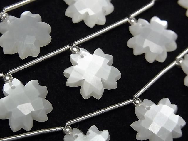 [Video] High Quality White Moonstone AA++ Flower Shape 1strand beads (6pcs)