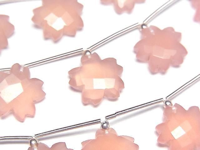 [Video] Pink Chalcedony Flower Shape 1strand beads (6 pcs)