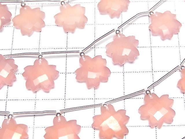 [Video] Pink Chalcedony Flower Shape 1strand beads (6 pcs)