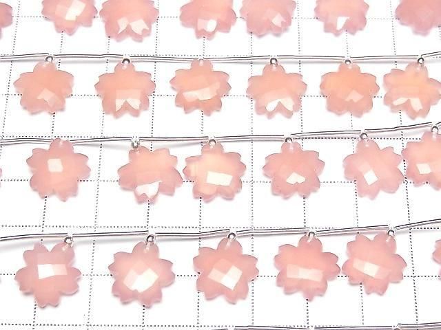 [Video] Pink Chalcedony Flower Shape 1strand beads (6 pcs)
