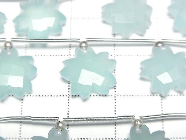 [Video] Sea Blue Chalcedony Flower Shape 1strand beads (6 pcs)