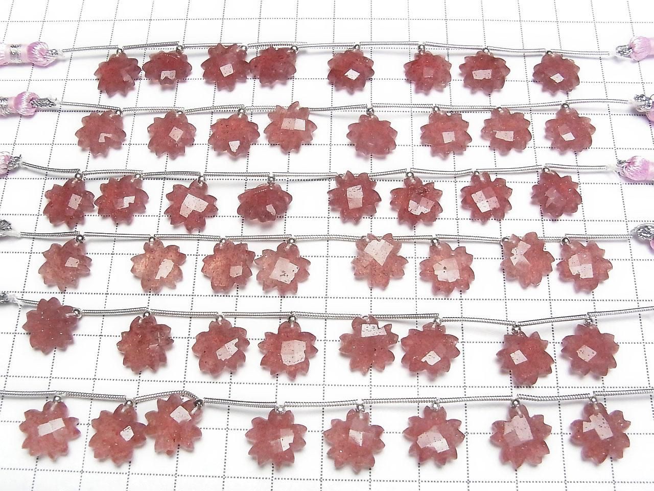 Épidote rose de haute qualité AA++ en forme de fleur, 1 fil de perles (6 pièces)