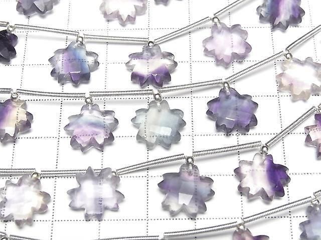 [Video] Multicolor Fluorite AAA- Flower Shape 1strand beads (6 pcs)