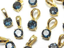 [Video] High Quality London Blue Topaz AAA Round Faceted 5x5mm Pendant 18KGP 1pc