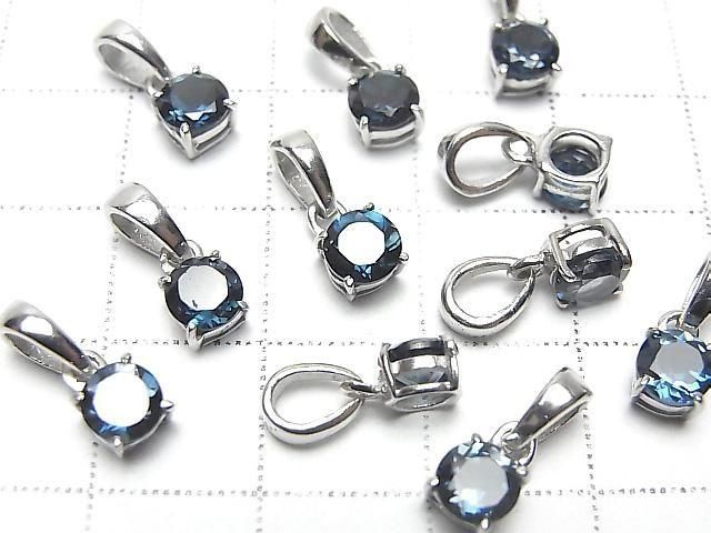 [Video] High Quality London Blue Topaz AAA Round Faceted 5x5mm Pendant in Silver925 (1pc)