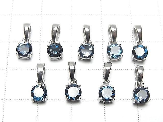 [Video] High Quality London Blue Topaz AAA Round Faceted 5x5mm Pendant in Silver925 (1pc)