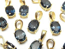 [Video] High Quality London Blue Topaz AAA Oval Faceted 8x6mm Pendant 18KGP 1pc