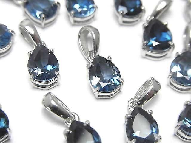[Video] High Quality London Blue Topaz AAA Pear Shape Faceted 8x6mm Pendant in Silver925 (1pc)