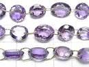 [Video] High Quality Amethyst AAA Round-Oval Faceted [Double Hole] 1strand beads (7 pcs)