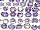 [Video] High Quality Amethyst AAA Round-Oval Faceted [Double Hole] 1strand beads (7 pcs)