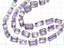 [Video] High Quality Amethyst AAA Rectangle Faceted [Double Hole] 1strand beads (7 pcs)