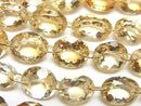 [Video] High Quality Citrine AAA Round-Oval Faceted [Double Hole] 1strand beads (7 pcs)